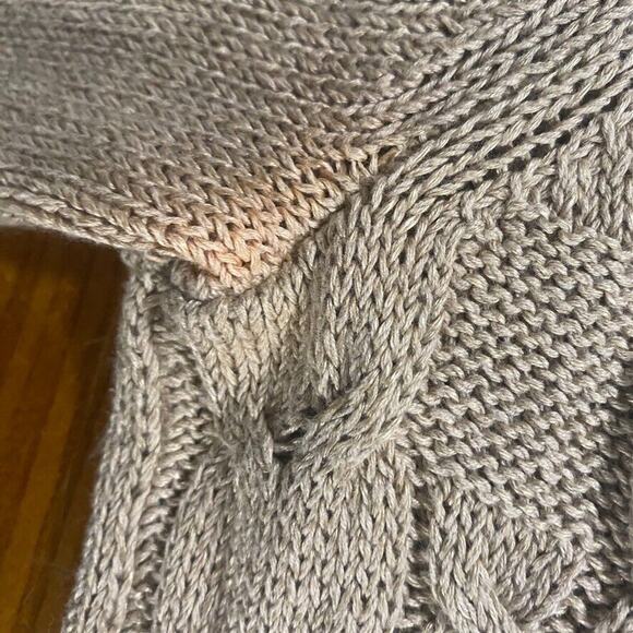 Talbots Womens Cable Knit Fisherman Sweater Linen Cotton Tan‎ 3/4 Sleeve Sz XS - Picture 7 of 10